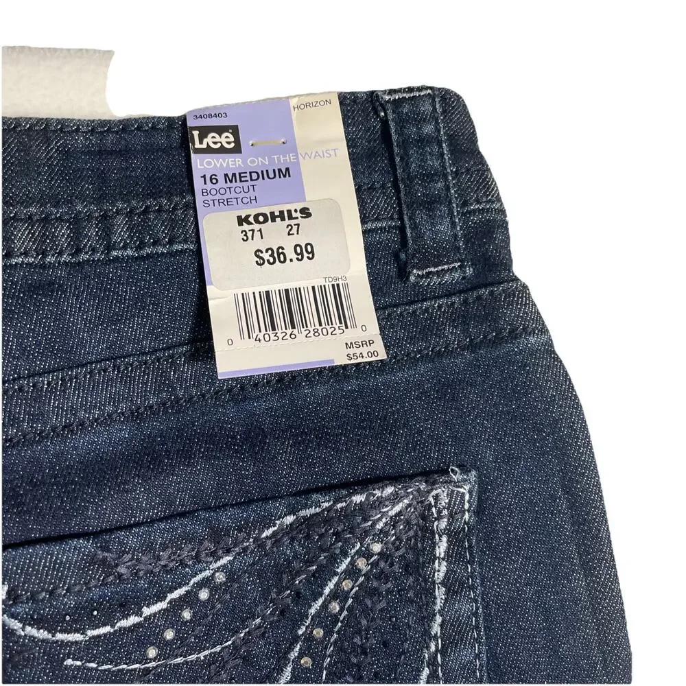 Lee Horizon Women’s Dark Wash Slender Secret Barely Bootcut Denim Jeans 16M NWT